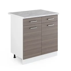 Vicco Meuble bas universel Gris 80cm avec tiroirs et portes, avec PT