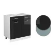 Vicco Meuble bas universel Noir Haute brillance 80cm avec tiroirs et portes, sans PT