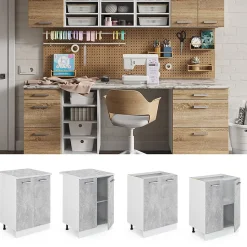 Vicco Meuble bas universel Béton 60cm avec portes, avec PT