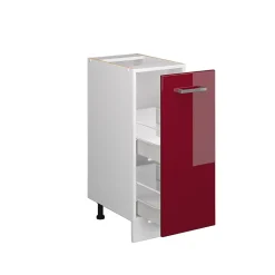 Vicco Meuble bas universel Rouge bordeaux Haute brillance 30cm avec porte, sans PT