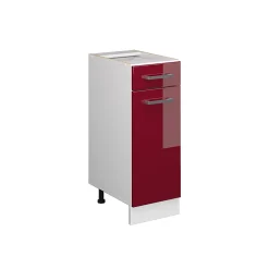 Vicco Meuble bas universel Rouge bordeaux Haute brillance 30cm avec tiroir, sans PT
