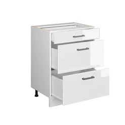 Vicco Meuble bas universel Blanc Haute brillance 60cm avec tiroirs, sans PT