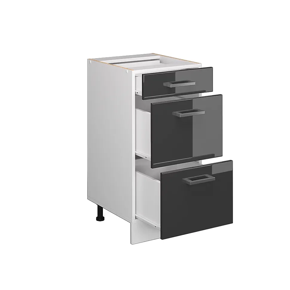 Vicco Meuble bas universel Anthracite Haute brillance 40cm avec tiroirs, sans PT