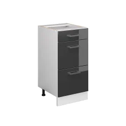 Vicco Meuble bas universel Anthracite Haute brillance 40cm avec tiroirs, sans PT