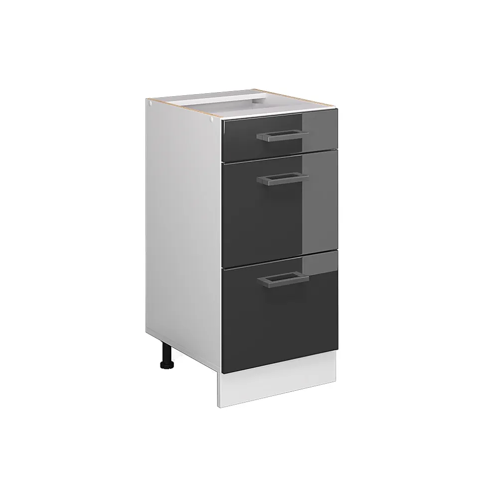 Vicco Meuble bas universel Anthracite Haute brillance 40cm avec tiroirs, sans PT