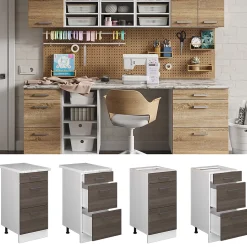 Vicco Meuble bas universel Gris 40cm avec tiroirs