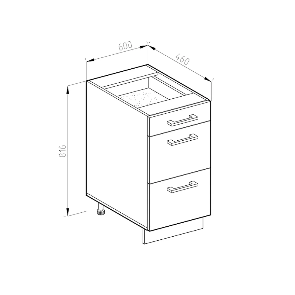 Vicco Meuble bas universel Sonoma 60cm avec tiroirs, sans PT
