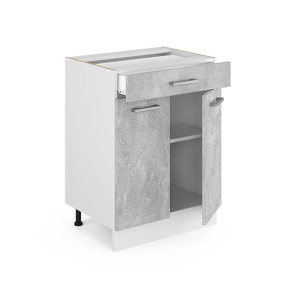 Vicco Meuble bas universel Béton 60cm avec tiroirs, sans PT