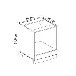 Vicco Meuble bas universel Noir Haute brillance 60cm avec grande niche, sans PT