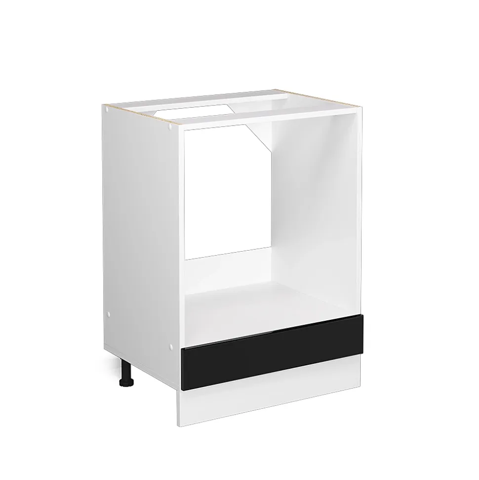 Vicco Meuble bas universel Noir Haute brillance 60cm avec grande niche, sans PT