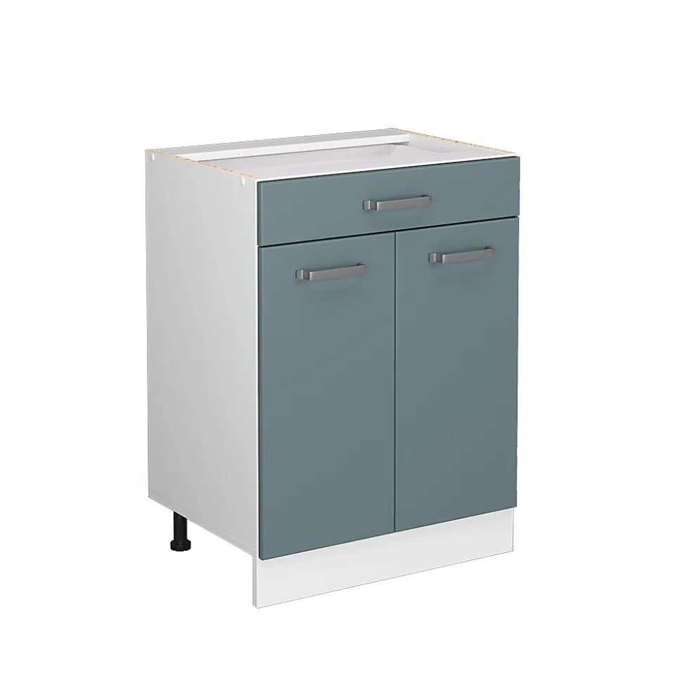 Vicco Meuble bas universel Bleu-gris 60cm avec tiroirs, sans PT
