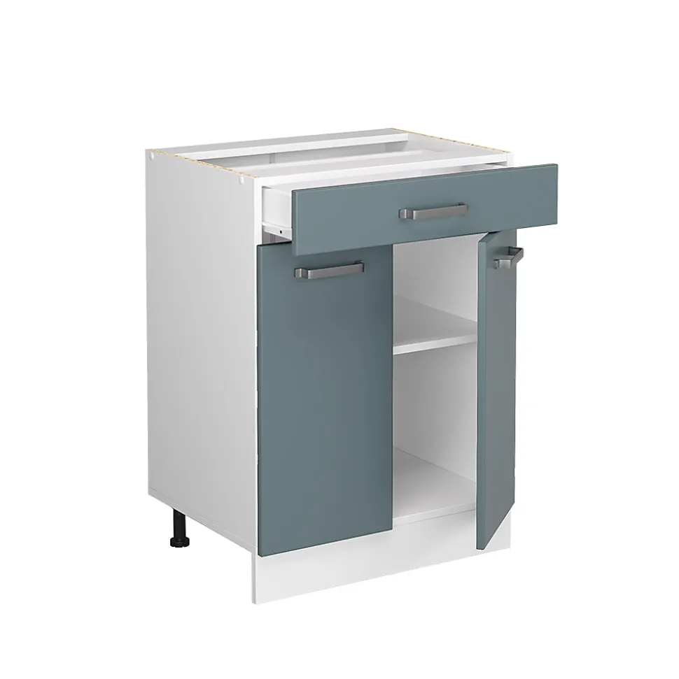 Vicco Meuble bas universel Bleu-gris 60cm avec tiroirs, sans PT