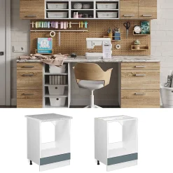 Vicco Meuble bas universel Bleu-gris 60cm avec grande niche, sans PT