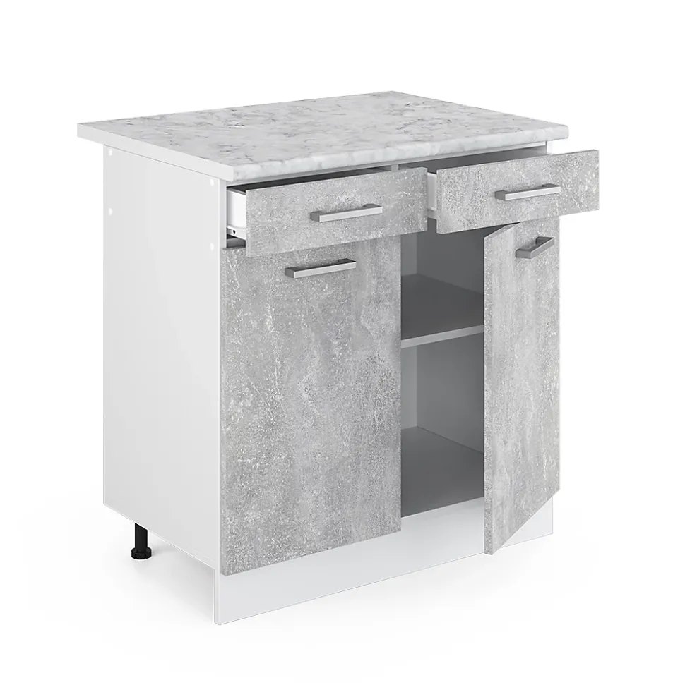Vicco Meuble bas universel Béton 80cm avec tiroirs et portes, avec PT