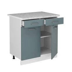 Vicco Meuble bas universel Bleu-gris 80cm avec tiroirs et portes, avec PT