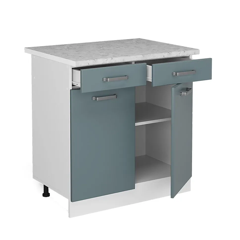 Vicco Meuble bas universel Bleu-gris 80cm avec tiroirs et portes, avec PT