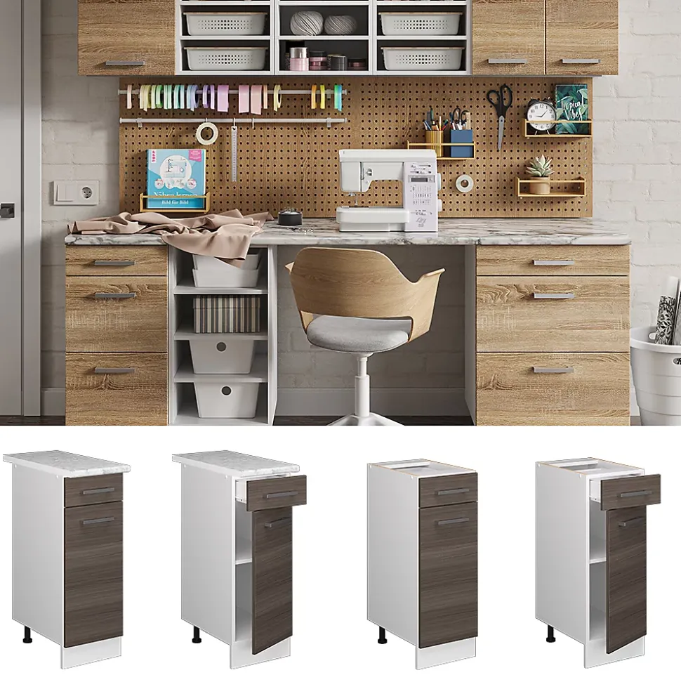Vicco Meuble bas universel Gris 30cm avec tiroir, sans PT