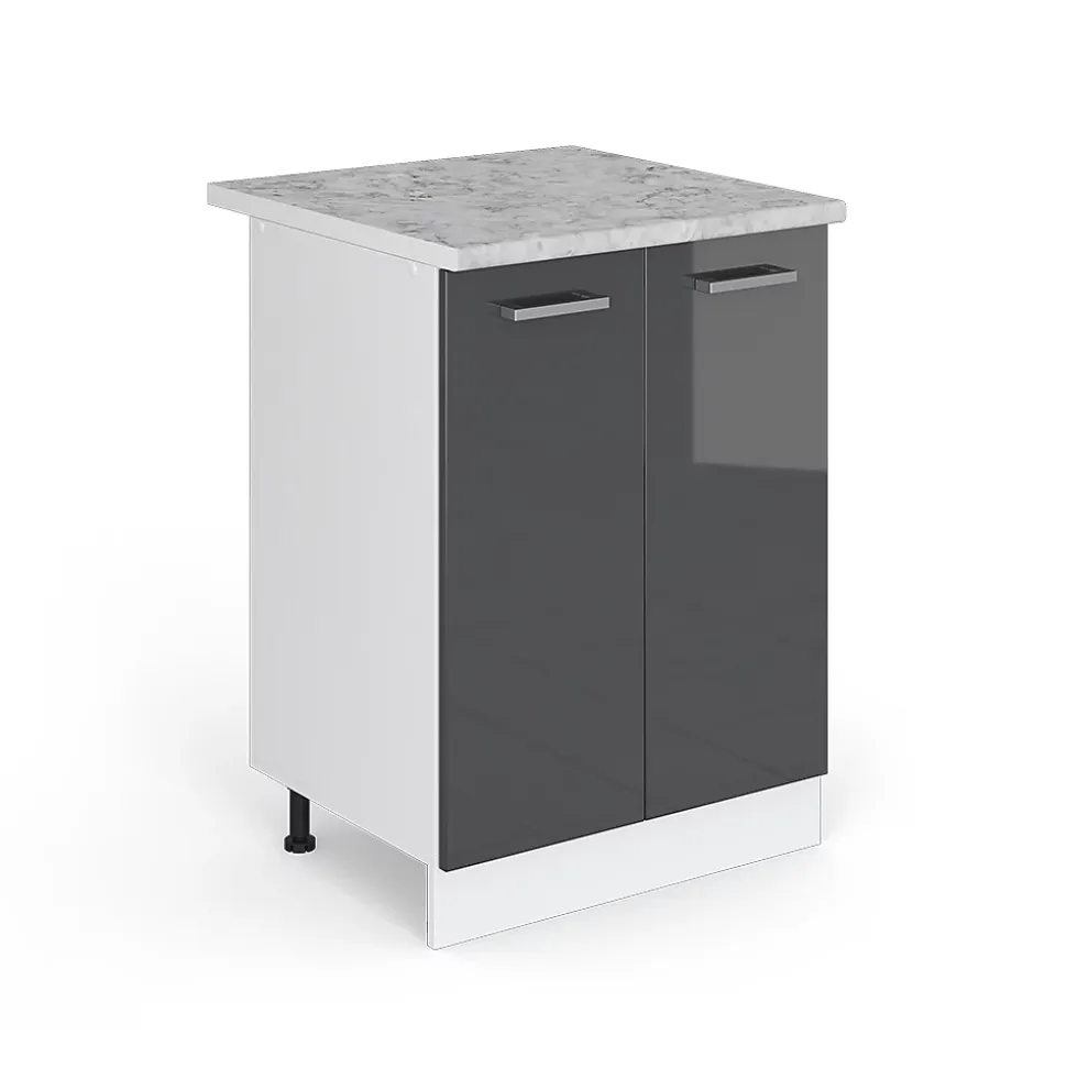 Vicco Meuble bas universel Anthracite Haute brillance 60cm avec portes, avec PT