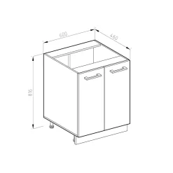 Vicco Meuble bas universel Anthracite Haute brillance 60cm avec portes, avec PT