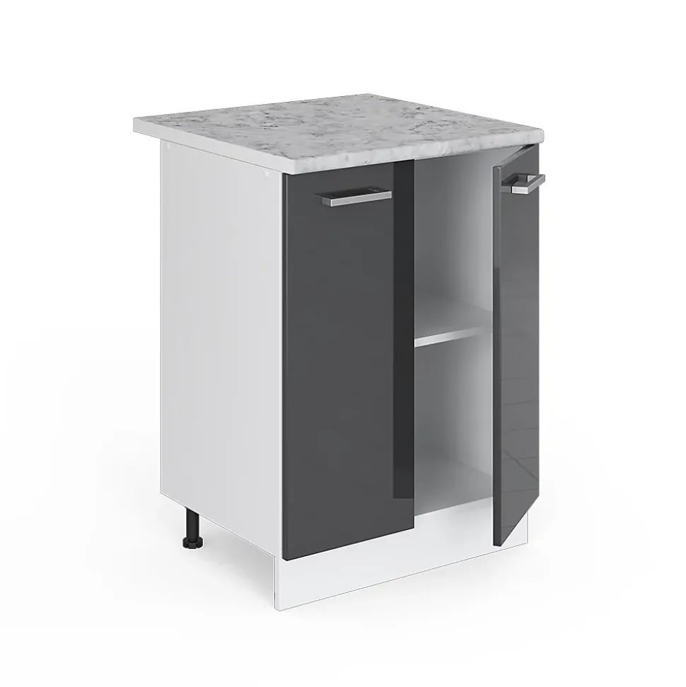 Vicco Meuble bas universel Anthracite Haute brillance 60cm avec portes, avec PT