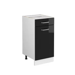 Vicco Meuble bas universel Noir Haute brillance 40cm avec tiroir, sans PT
