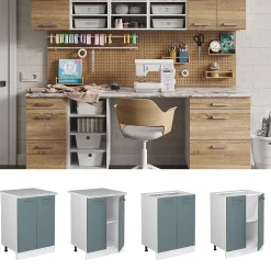 Vicco Meuble bas universel Bleu-gris 60cm avec portes, sans PT
