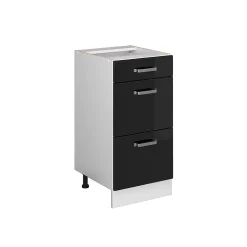Vicco Meuble bas universel Noir Haute brillance 40cm avec tiroirs, sans PT