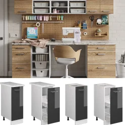 Vicco Meuble bas universel Anthracite Haute brillance 30cm avec porte, sans PT