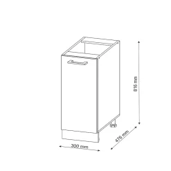 Vicco Meuble bas universel Anthracite Haute brillance 30cm avec porte, sans PT