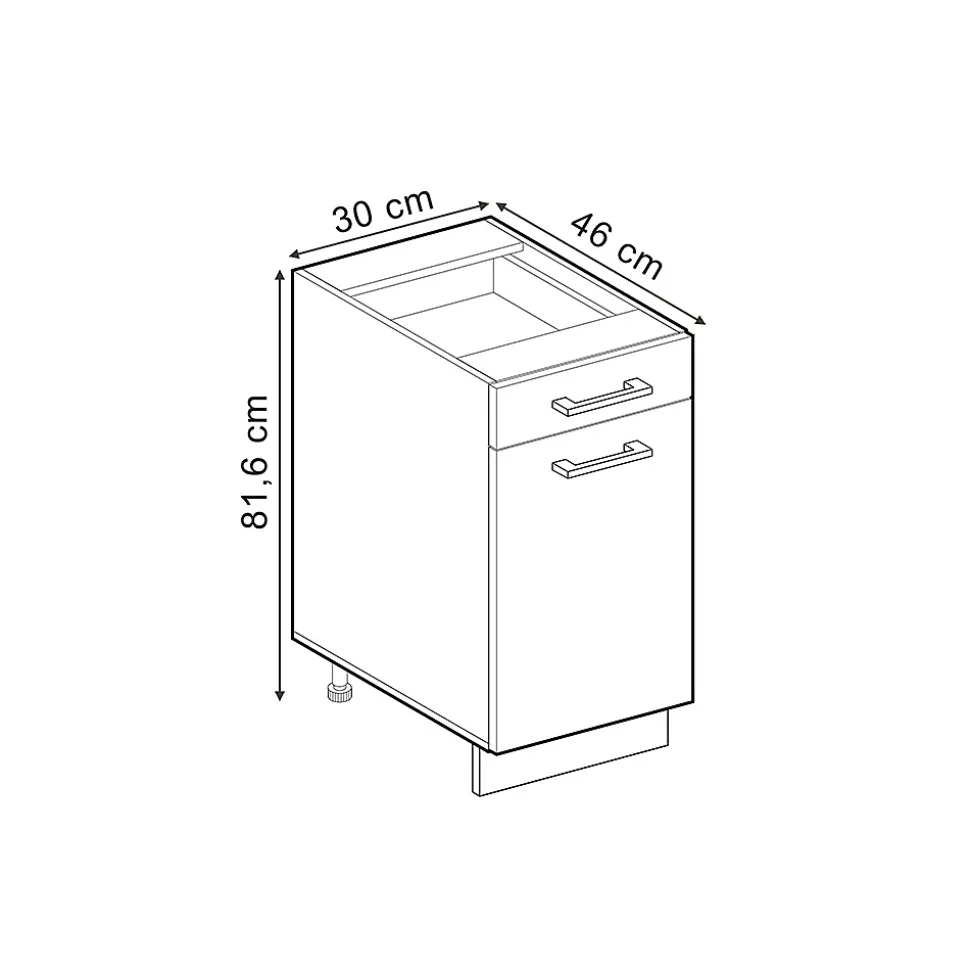 Vicco Meuble bas universel Bleu-gris 30cm avec tiroir, avec PT