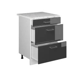 Vicco Meuble bas universel Anthracite Haute brillance 60cm avec tiroirs