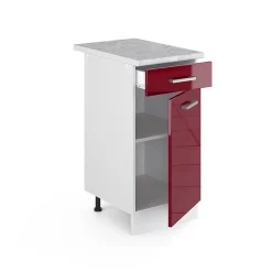Vicco Meuble bas universel Rouge bordeaux Haute brillance 40cm avec tiroir, avec PT