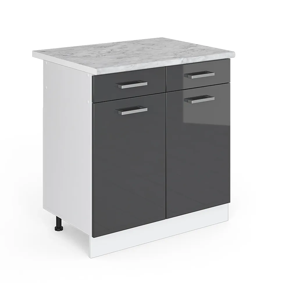 Vicco Meuble bas universel Anthracite Haute brillance 80cm avec tiroirs et portes, avec PT