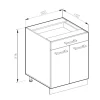 Vicco Meuble bas universel Gris 60cm avec tiroirs, sans PT
