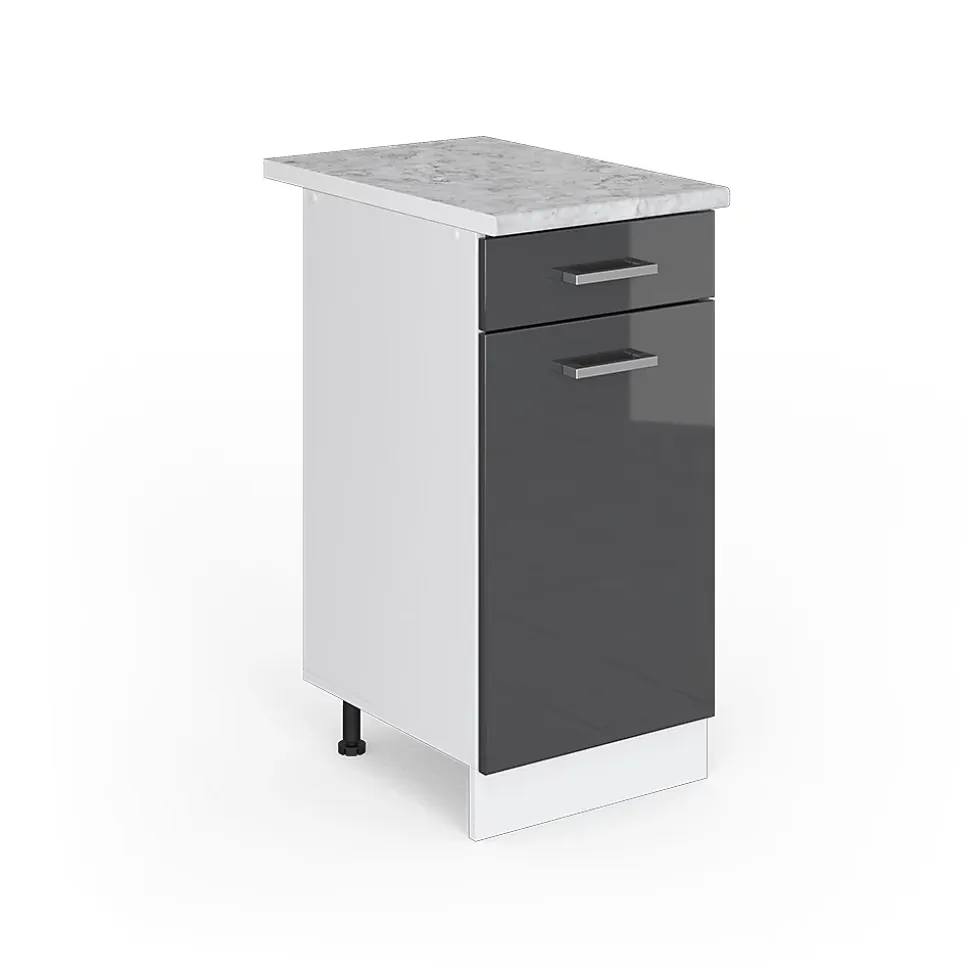 Vicco Meuble bas universel Anthracite Haute brillance 40cm avec tiroir, avec PT