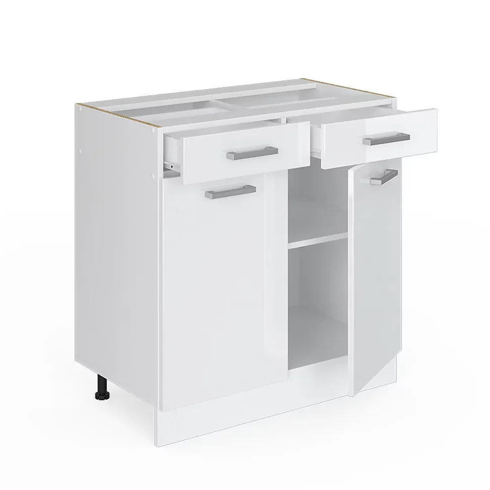 Vicco Meuble bas universel Blanc Haute brillance 80cm avec tiroirs et portes, sans PT
