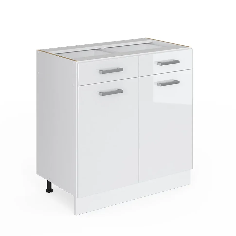 Vicco Meuble bas universel Blanc Haute brillance 80cm avec tiroirs et portes, sans PT