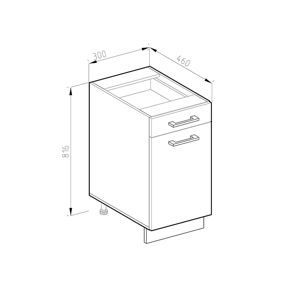 Vicco Meuble bas universel Gris 30cm avec tiroir, avec PT