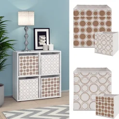 Vicco Meuble de rangement cube Blanc 72.6x72cm avec 4 boxes pliants opt.2