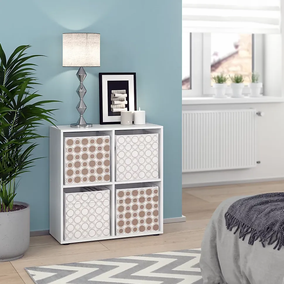 Vicco Meuble de rangement cube Blanc 72.6x72cm avec 4 boxes pliants opt.2