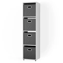 Vicco Meuble de rangement cube Blanc 142.5x36.2cm avec 2 boîtes pliantes