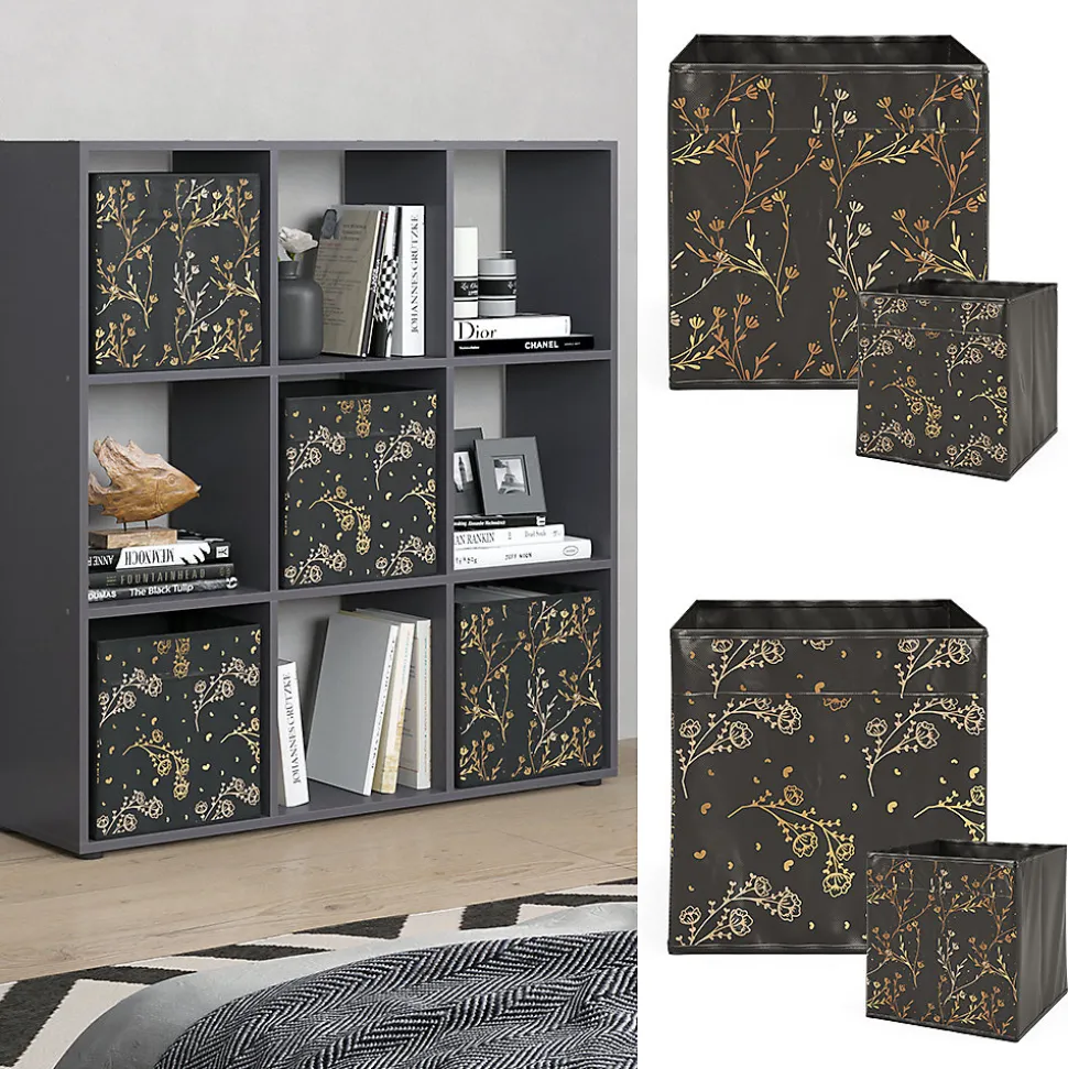 Vicco Meuble de rangement cube Noir 104x108cm avec 4 boxes pliants opt.2