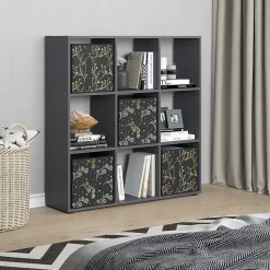 Vicco Meuble de rangement cube Noir 104x108cm avec 4 boxes pliants opt.2
