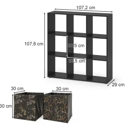 Vicco Meuble de rangement cube Noir 104x108cm avec 4 boxes pliants opt.2