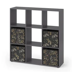 Vicco Meuble de rangement cube Noir 104x108cm avec 4 boxes pliants opt.2