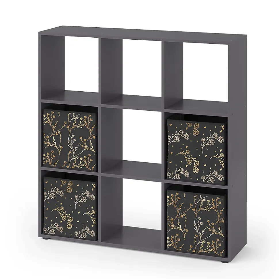 Vicco Meuble de rangement cube Noir 104x108cm avec 4 boxes pliants opt.2