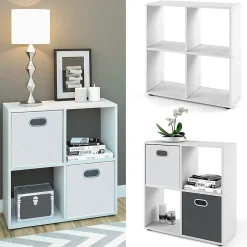 Vicco Meuble de rangement cube Blanc 72.6x72cm