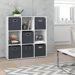 Vicco Meuble de rangement cube Blanc 104x108cm avec 6 boîtes pliantes