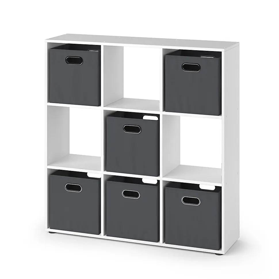 Vicco Meuble de rangement cube Blanc 104x108cm avec 6 boîtes pliantes