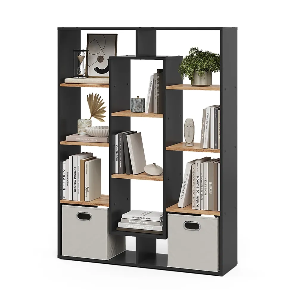Vicco Meuble de rangement cube Anthracite/chêne doré 107.2x143cm